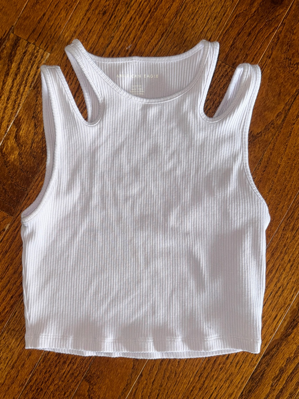 American Eagle Lavender Ribbed Double Strap Cutout Crop Tank Size Small